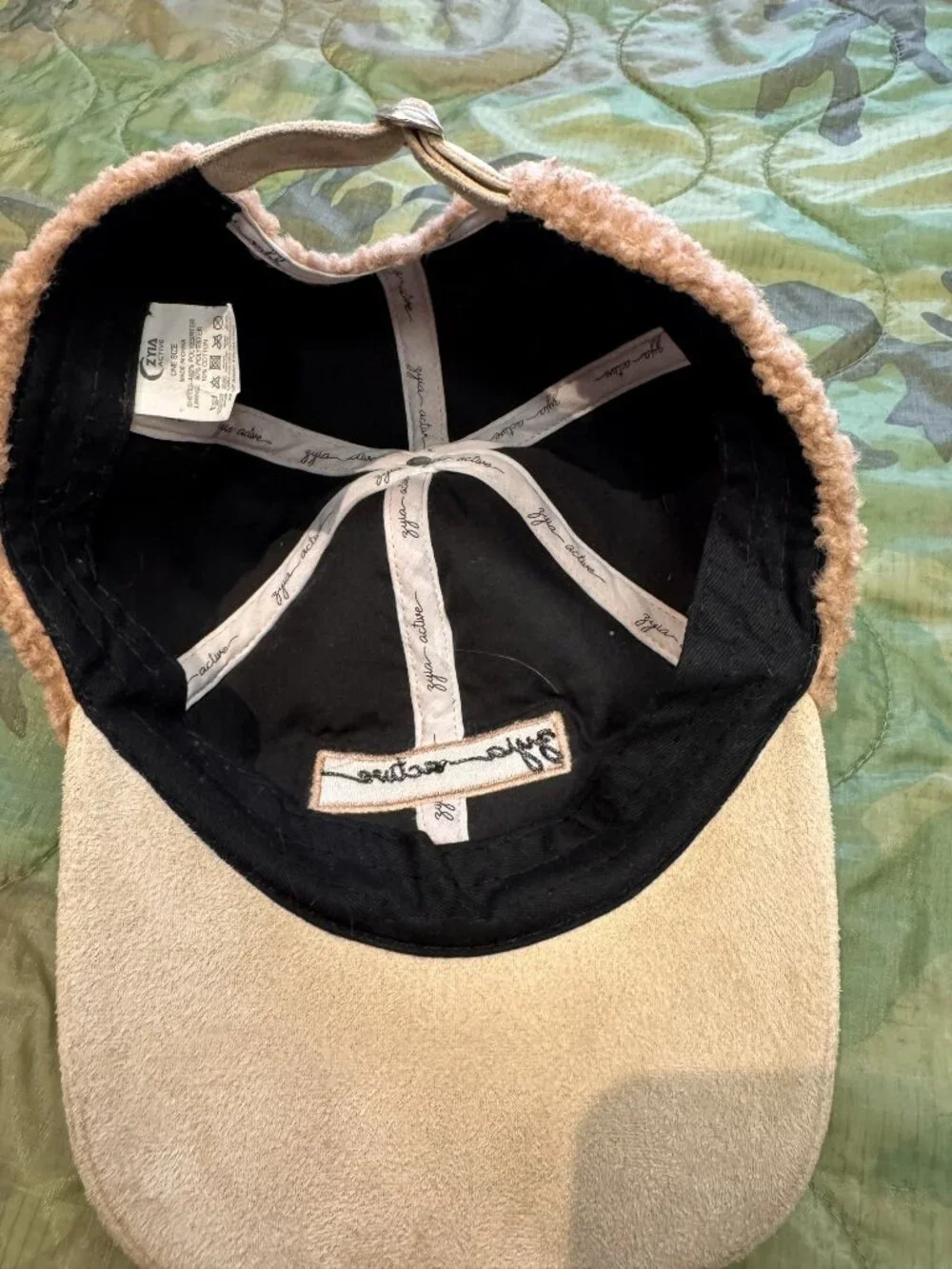 Zyia Active Sherpa Baseball Cap Tan - One Size